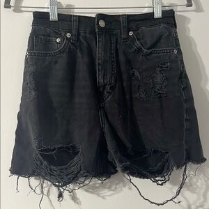 H&M Black Distressed High-waisted Jean Shorts 4 / small